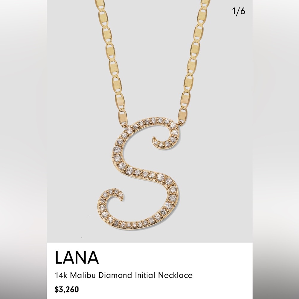 💎NWT LANA MALIBU INITIAL NECKLACE “M” 14 K GOLD & DIAMOND - Picture 6 of 17